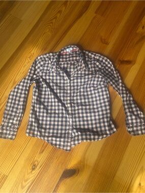 crown & ivy Navy and White Gingham Button-Down Shirt